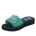 exclusive supply guangzhou 2024 new rhinestone sandals women's slippers summer flat heel wedge open toe women's slippers