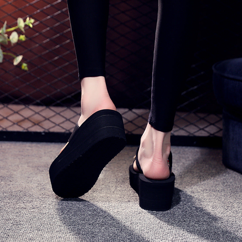 2025 high heel platform slide sandals - women's fashionable thick-soled outdoor sandals, trendy beach shoes