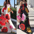 summer european and american sexy bandeau print maxi dress - export quality for , , and  - cross-border women's apparel