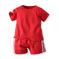 New arrivals: children's summer short-sleeve and shorts sets - candy colors, casual style, crew neck. wholesale available, ready to ship