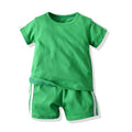 New arrivals: children's summer short-sleeve and shorts sets - candy colors, casual style, crew neck. wholesale available, ready to ship