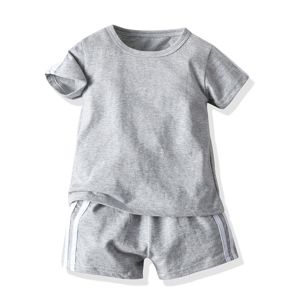 New arrivals: children's summer short-sleeve and shorts sets - candy colors, casual style, crew neck. wholesale available, ready to ship