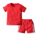 New arrivals: children's summer short-sleeve and shorts sets - candy colors, casual style, crew neck. wholesale available, ready to ship