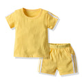 New arrivals: children's summer short-sleeve and shorts sets - candy colors, casual style, crew neck. wholesale available, ready to ship