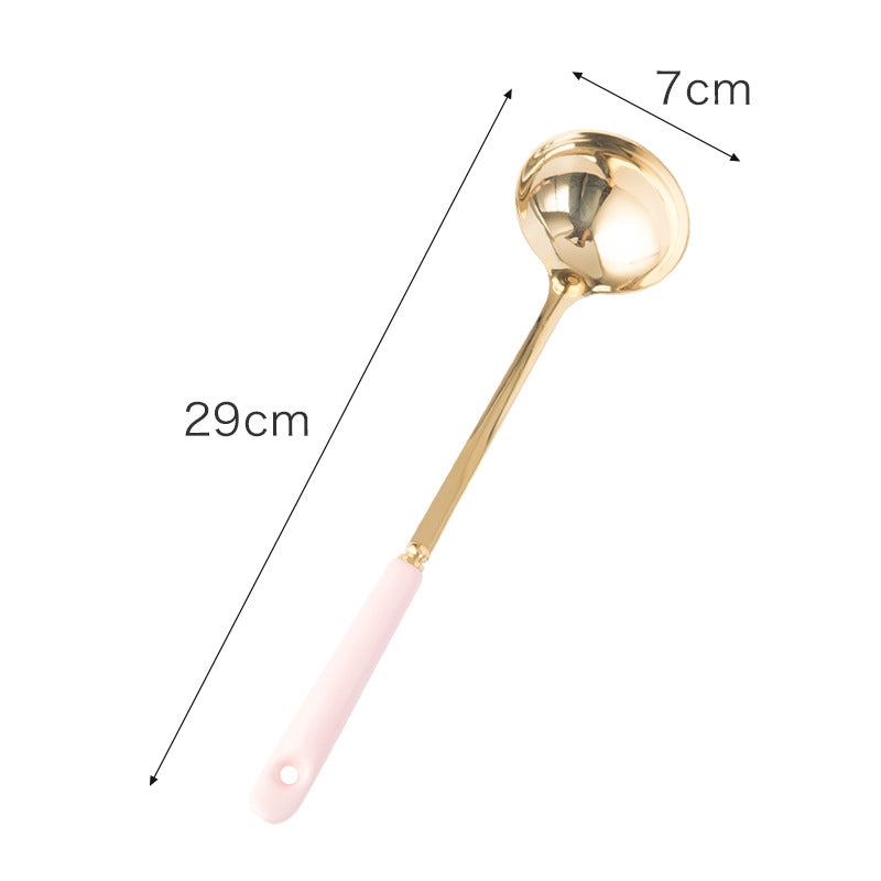 Chaobai source factory stainless steel spoon soup drain emerald ceramic stainless steel kitchen for home hot pot spoon colander