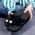 K-style women's 2024new arrival high-heeled women's slippers thick soleplatform shoes pearl toe slippers fashionoutwear flip-flops cool k-style