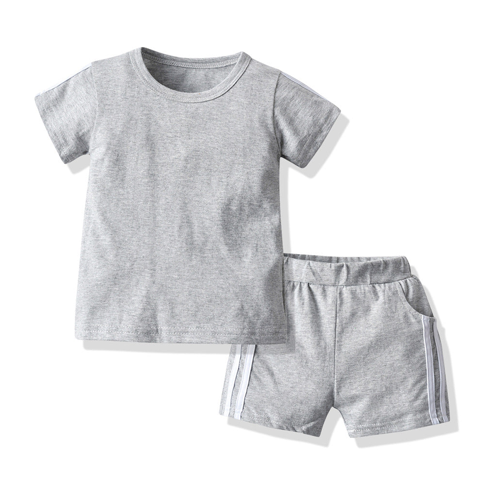 New arrivals: children's summer short-sleeve and shorts sets - candy colors, casual style, crew neck. wholesale available, ready to ship