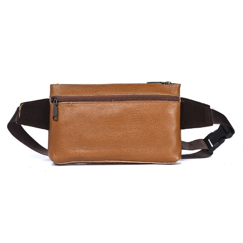 DEABOLAR new men's first-layer cowhide breast bag sports fanny pack multi-function mobile phone messenger bag delivery