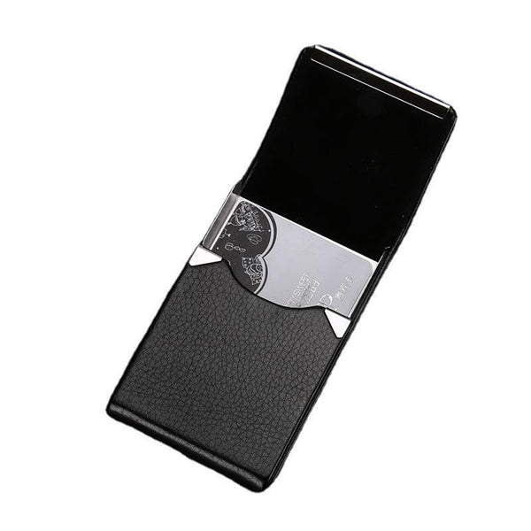 gift cigarette case, business card box PU pickup card box, stainless steel leather business card holder, engravable name business card holder.
