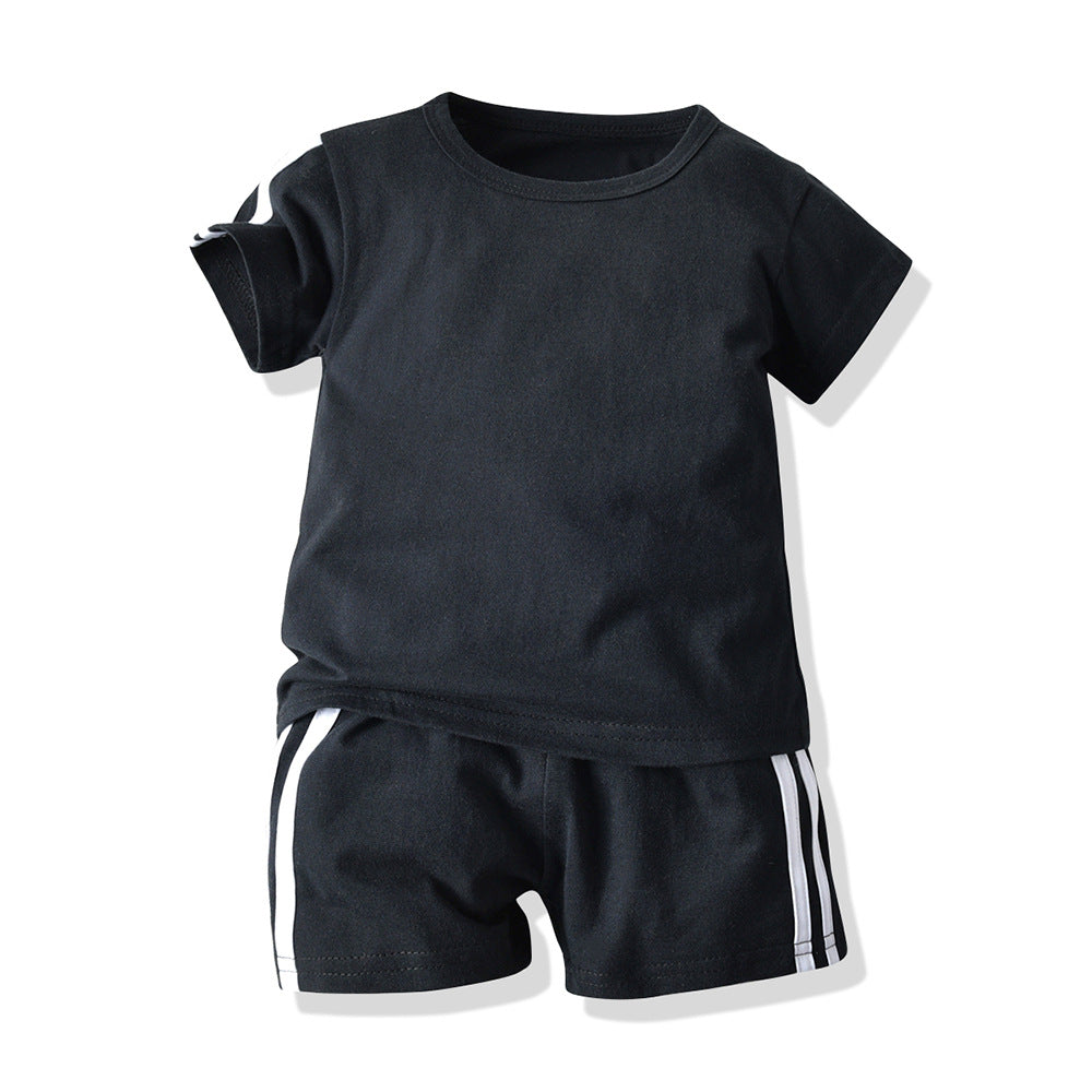 New arrivals: children's summer short-sleeve and shorts sets - candy colors, casual style, crew neck. wholesale available, ready to ship