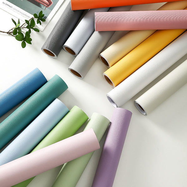 Wallpaper self-adhesive wholesale macaron solid color sticker plain color pvc refurbished wallpaper dormitory bedroom simple cabinet wall sticker