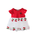 Baby girl summer short-sleeved dress with embroidered tulle overlay – stylish girls' dresses, direct from the manufacturer