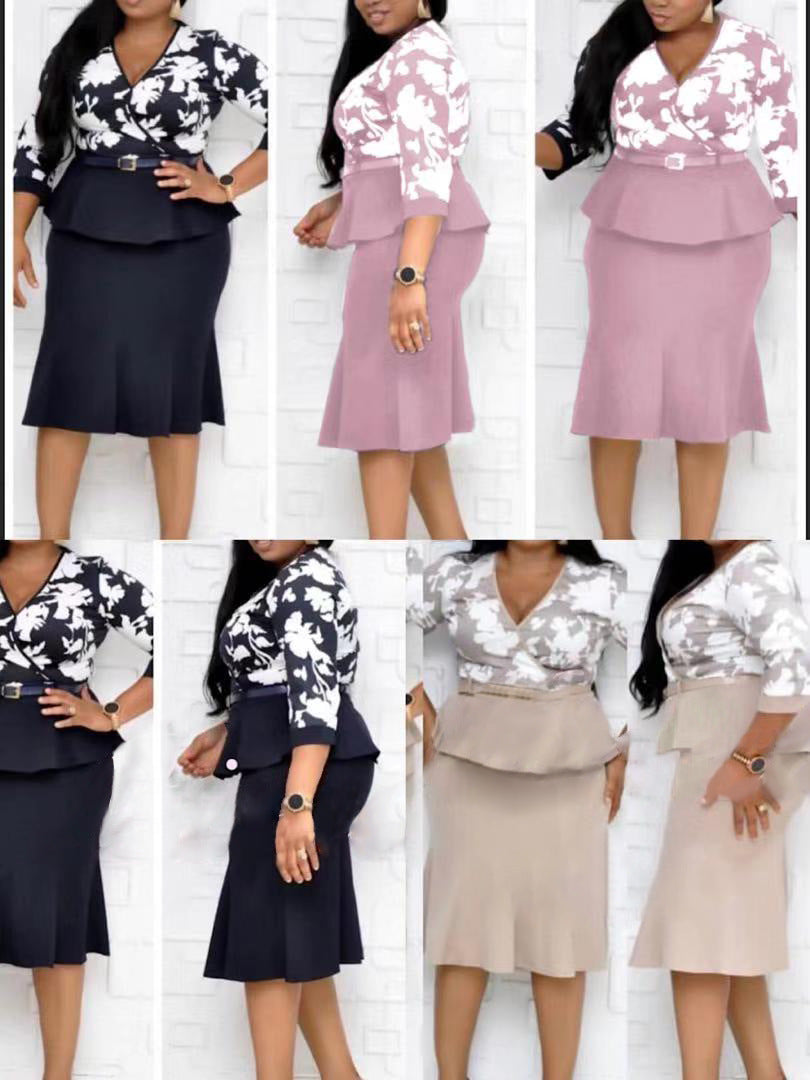 2020 new cross-border supply:  &  two-piece printed multicolor african women's skirt dress set
