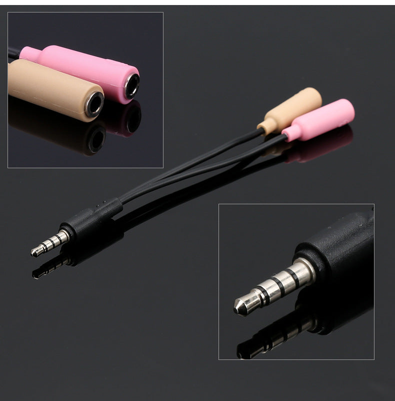 Silver carved laptop headphone 2-in-1 adapter cable, mobile phone audio splitter, single port splitter