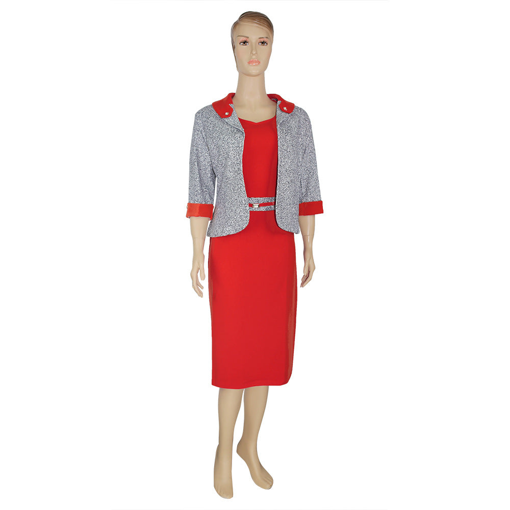 European and american cross-border e-commerce african plus size women's two-piece skirt set,   suit jacket dress