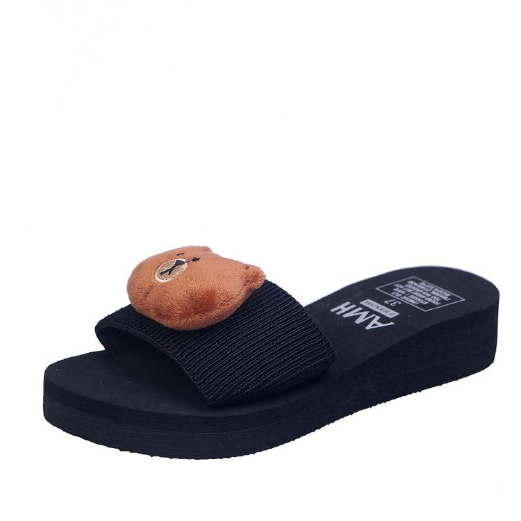 2024 new women's open-toe slippers - outdoor wear, platform, cartoon design, flat heel, soft sole, thong sandals - dropshipping available