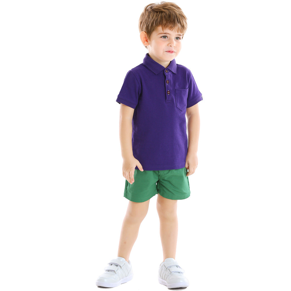 Ins new summer boys' polo shirt & shorts casual set - kids' two-piece outfit - wholesale baby clothing