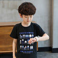 Summer boys' short-sleeve t-shirt, kids' round neck lycra top, comfortable base layer, loose-fit trendy style for mid-to-large children
