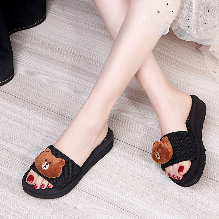 2024 new women's open-toe slippers - outdoor wear, platform, cartoon design, flat heel, soft sole, thong sandals - dropshipping available