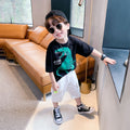 Summer boys' short-sleeve t-shirt, kids' round neck lycra top, comfortable base layer, loose-fit trendy style for mid-to-large children