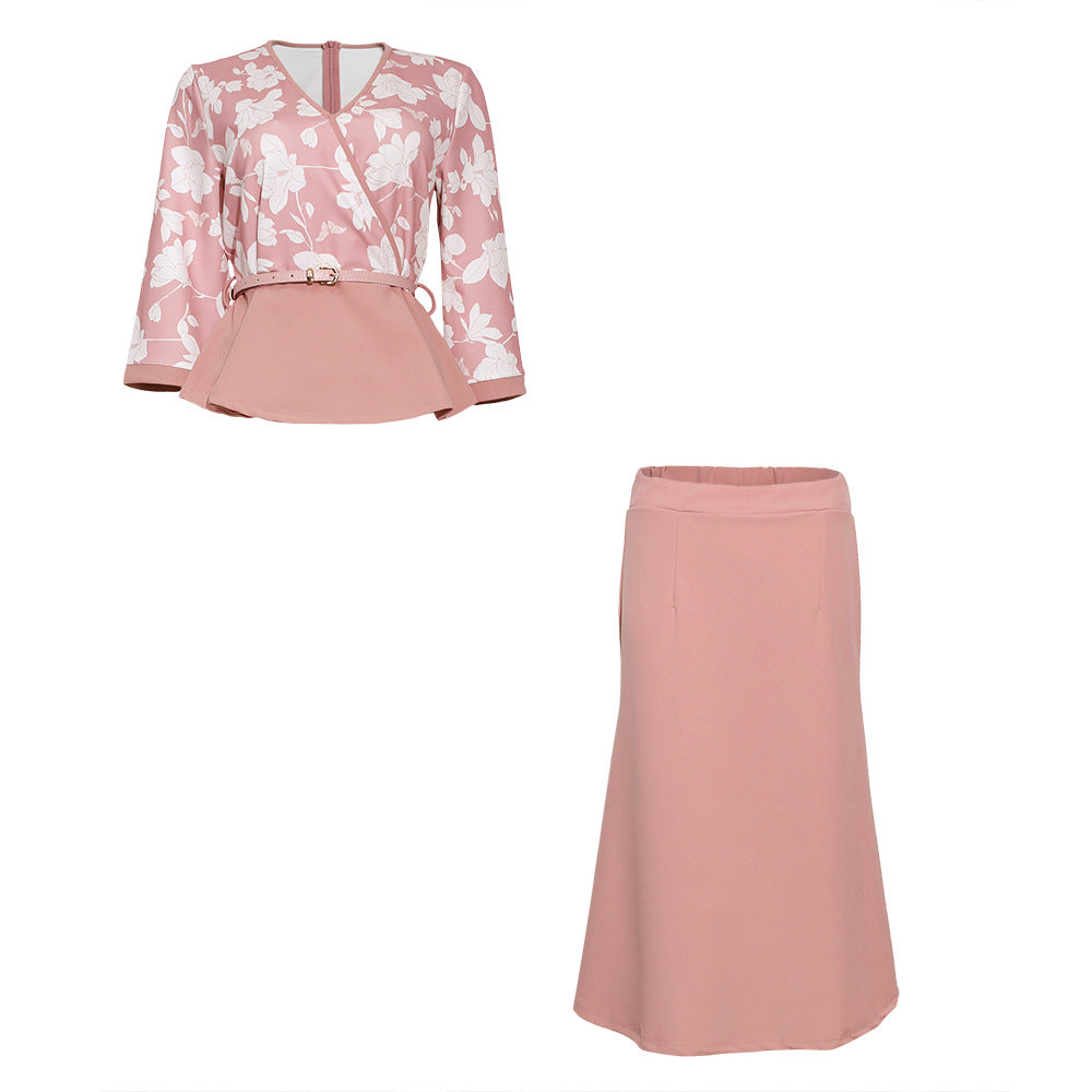 2020 new cross-border supply:  &  two-piece printed multicolor african women's skirt dress set