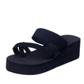 2024 summer new solid color high heel flip-flops women's fashion beach thick sole slip-on sandals