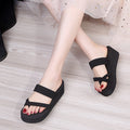 2024 summer new solid color high heel flip-flops women's fashion beach thick sole slip-on sandals