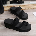 2024 summer new solid color high heel flip-flops women's fashion beach thick sole slip-on sandals