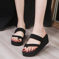 2024 summer new solid color high heel flip-flops women's fashion beach thick sole slip-on sandals