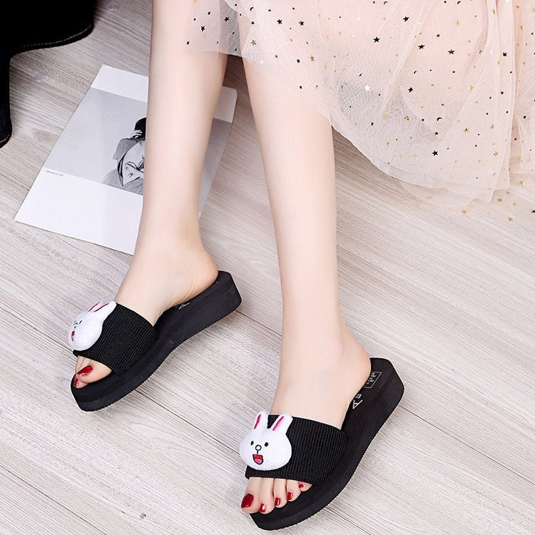 2024 new women's open-toe slippers - outdoor wear, platform, cartoon design, flat heel, soft sole, thong sandals - dropshipping available