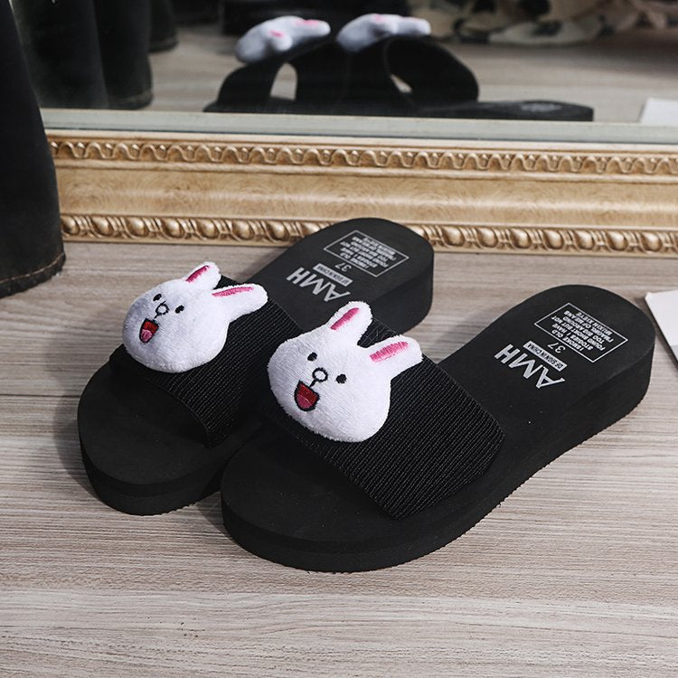 2024 new women's open-toe slippers - outdoor wear, platform, cartoon design, flat heel, soft sole, thong sandals - dropshipping available