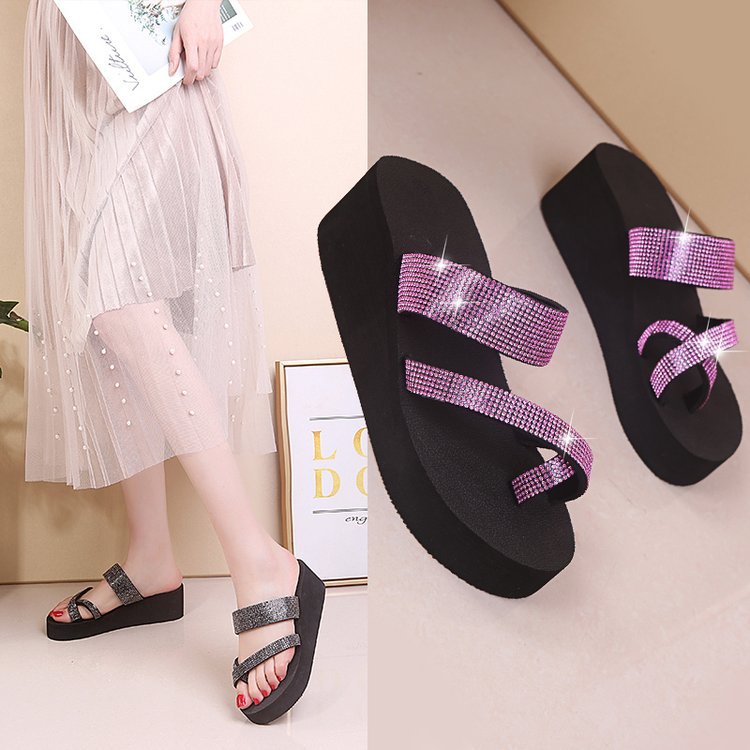 Export cross-border women's shoes bohemia rhinestone slippers women's flatsoutwear open toe sandals women's shoes ladies
