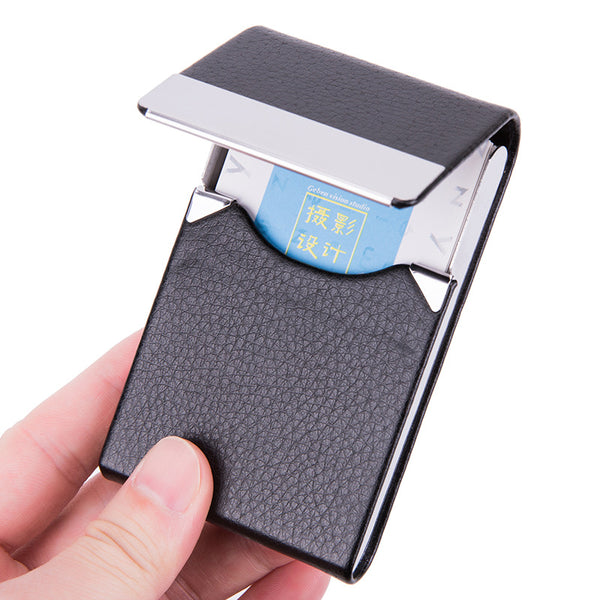 Factory wholesale card package creative gift company LOGO metal business card holder, cigarette case stainless steel PU business card case
