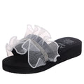 2024 new summer trendy women's slides - korean style fashionable rhinestone wedge heel lace-up sandals - dropshipping available