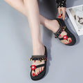 Summer tassel flower colorful women's flip-flops thick sole flat beach shoes tassel sandals wholesale