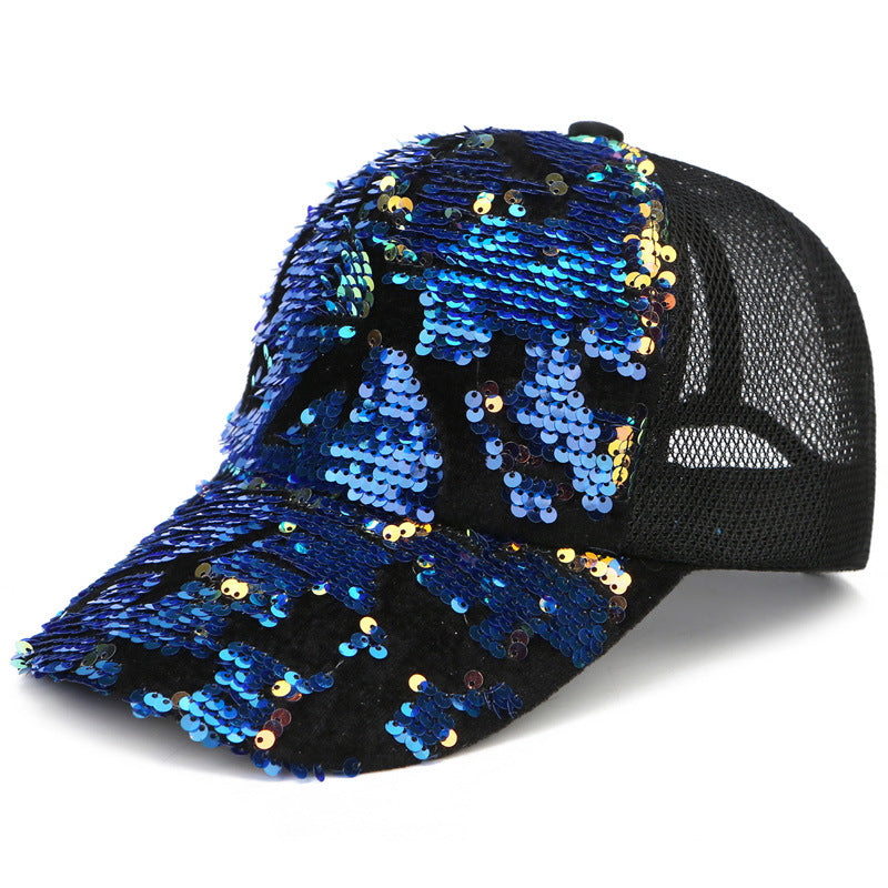 2023 new Korean version hat women's sequins baseball cap fashion gauze outdoor visor casual cap wholesale