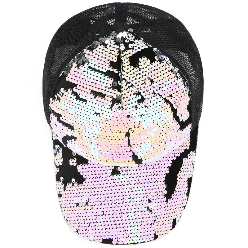 2023 new Korean version hat women's sequins baseball cap fashion gauze outdoor visor casual cap wholesale