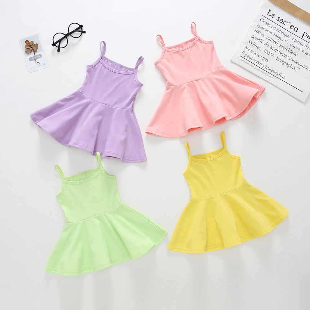 Export knitting small and medium children new arrival princess pure cotton suspender pure colordress