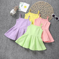 Export knitting small and medium children new arrival princess pure cotton suspender pure colordress