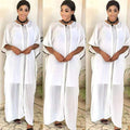 export  african women's clothing   solid color loose fit multi-color print batwing sleeve dress