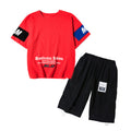 Boys'  summer outfit set: kids' sporty casual two-piece short sleeve set for mid-to-large children, collegiate style