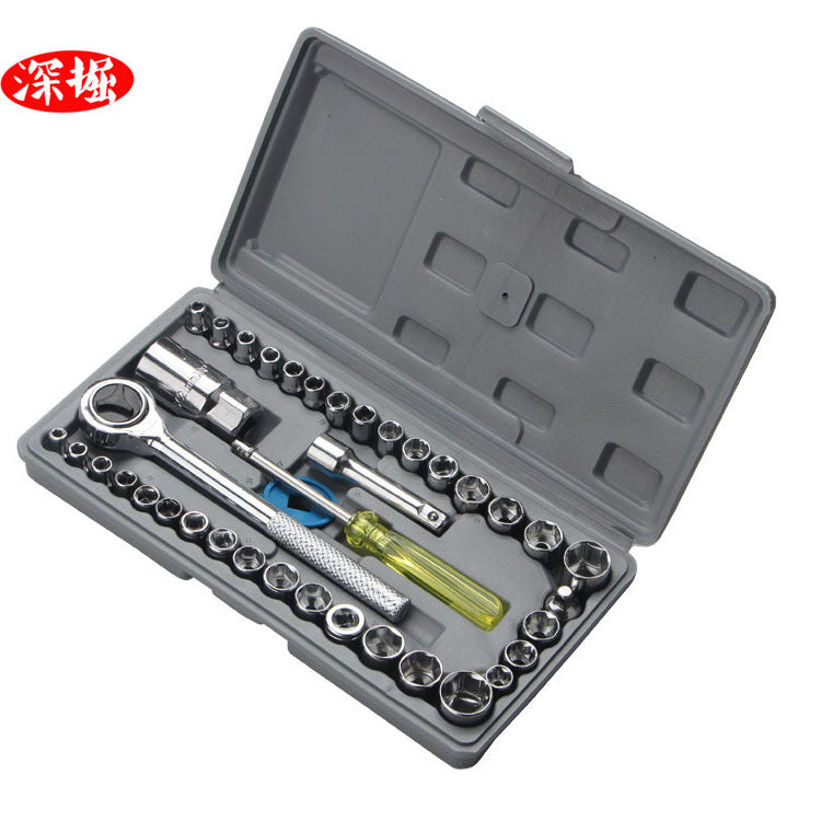 40-Piece car and motorcycle combination tool sleeve, set toolbox, wrench sleeve combination toolkit