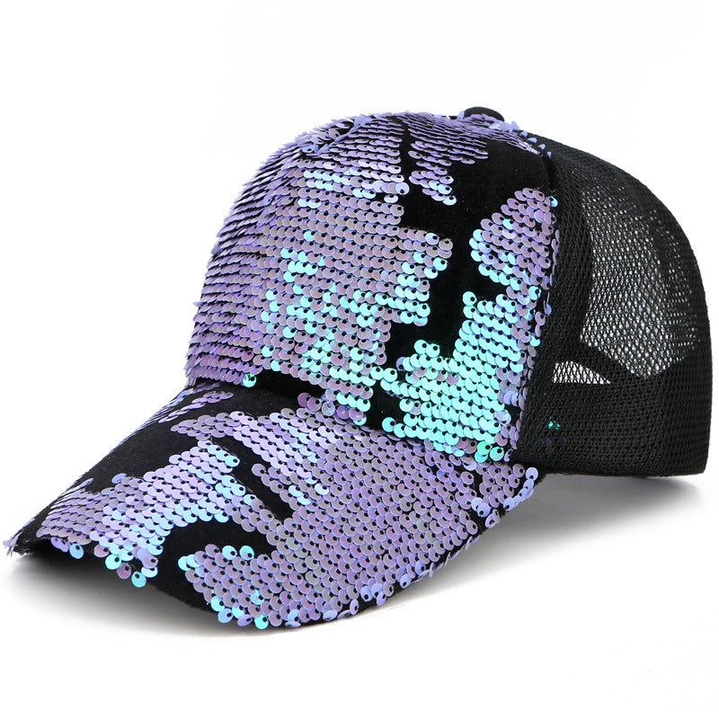 2023 new Korean version hat women's sequins baseball cap fashion gauze outdoor visor casual cap wholesale