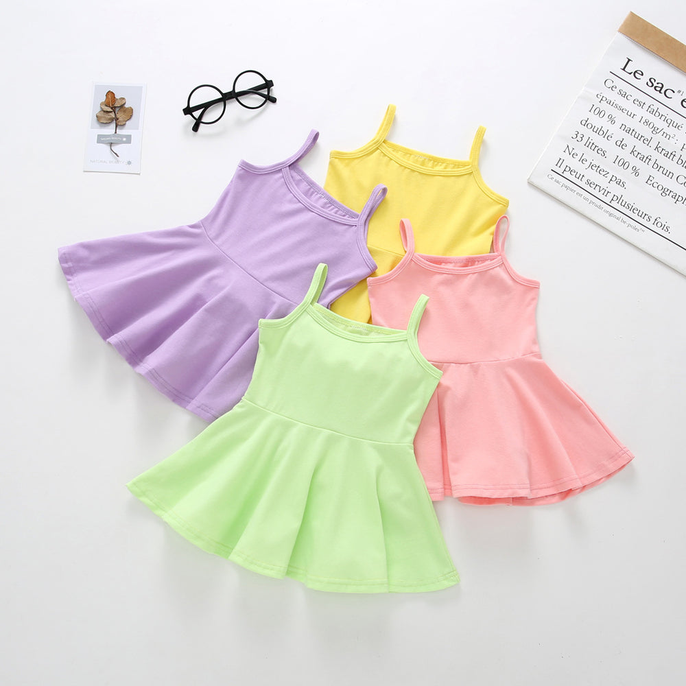 Export knitting small and medium children new arrival princess pure cotton suspender pure colordress