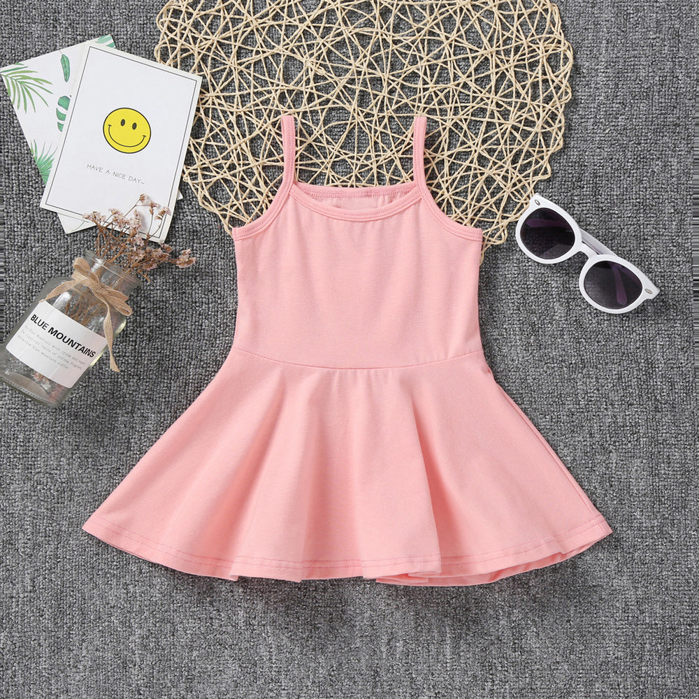 Export knitting small and medium children new arrival princess pure cotton suspender pure colordress