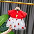 Baby girl summer short-sleeved dress with embroidered tulle overlay – stylish girls' dresses, direct from the manufacturer