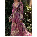 summer new arrival: women's printed dress for cross-border e-commerce, -ready v-neck long sleeve maxi dress