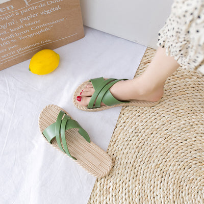 2024 summer new korean style versatile trendy slippers, popular flat bottom one-shoe-two-wear non-slip beach roman sandals for women