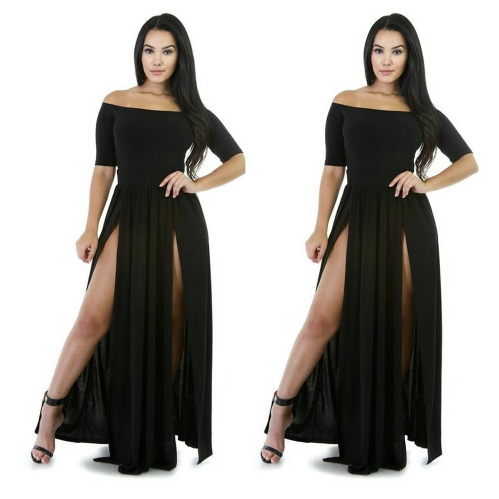 2026 cross-border amazon new arrival: off-the-shoulder maxi dress with short sleeves