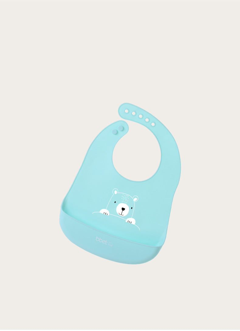 Baby eating bib kids silicone saliva pocket baby rice pocket waterproofstereo children's bib soft no-wash